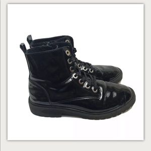 Zara Kids Girls Size 37 Black Patent Ankle Boots